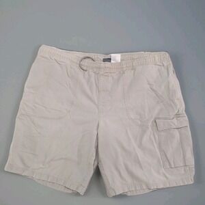 VTG Y2K Nike Cargo Shorts Khaki Elastic Waist Embroidered Swoosh Hiking Mens XL